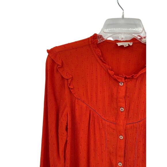 Fat Face Blouse Top Orange Boho Prairie Swiss Dot Size 6 - Picture 3 of 11